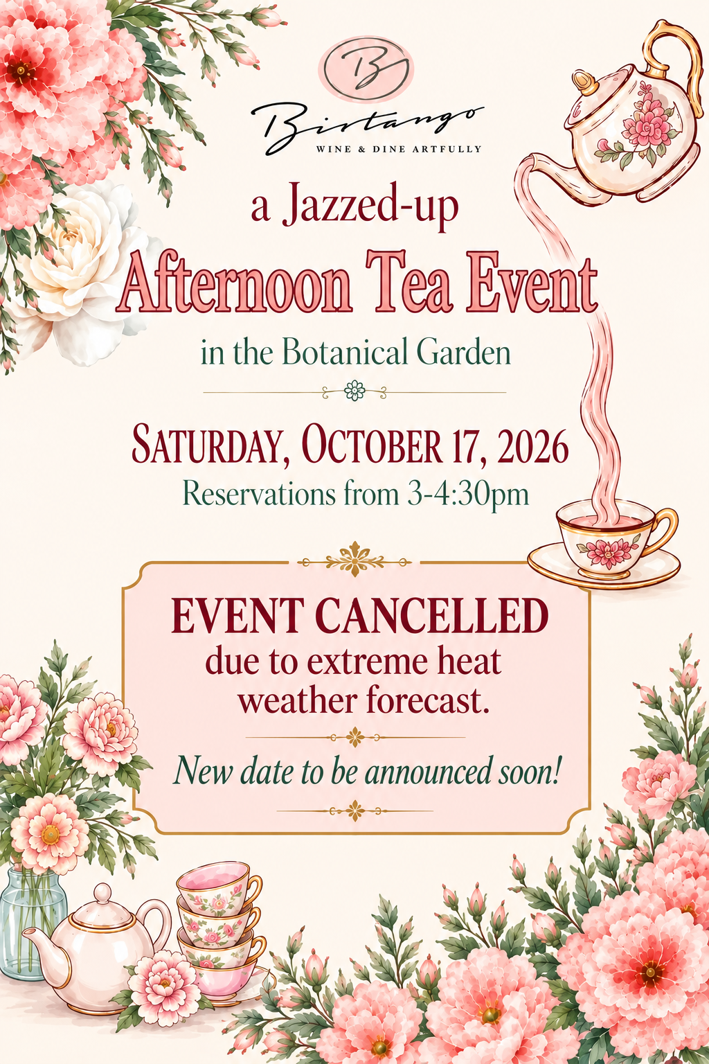 Cancelled Afternoon Tea Announcement
